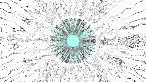 Abstract Particle Mandala and Radiating Waves Non-Looping Video 스톡 동영상 344271150