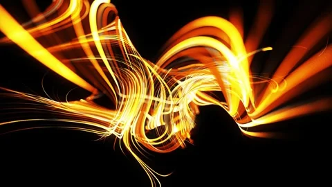 Abstract Particle Motion Graphics: Curled, Glowing Lines Form Swirling Patterns Stock Footage 315470500
