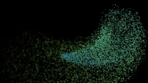 Abstract particle mustache shape forming with blue and green light during d.. Stock-Footage 343419330