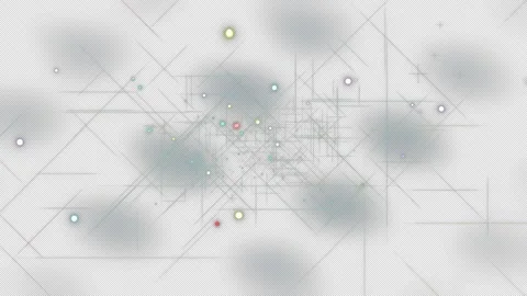 Abstract Particle Network Flying Through Digital Grid Stock Footage 335591017