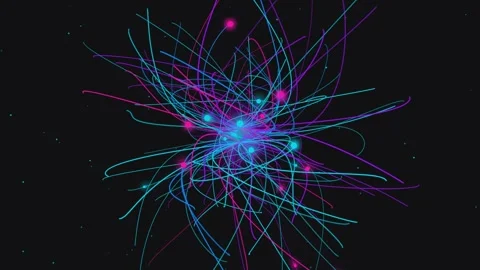 Abstract particle network motion background with neon glowing lines and sph.. Stock Footage 340852280
