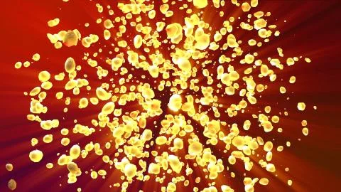 Abstract particle sphere explosion. Red shards flying and rotating in sphere Illustrazione stock