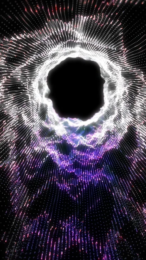Abstract particle vortex forming a bright ring around a dark void, like a d.. Stock Footage 330053554
