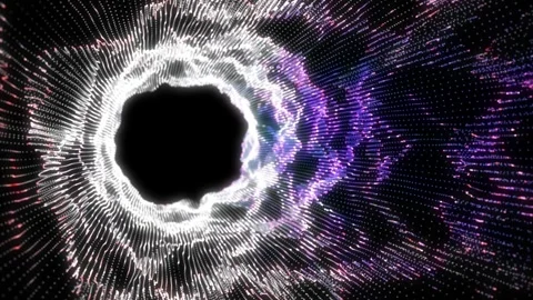 Abstract particle vortex forming a bright ring around a dark void Stock Footage 331084651