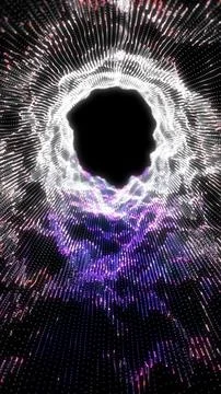 Abstract particle vortex forming a bright ring around a dark void, like a d.. Stock-Illustration
