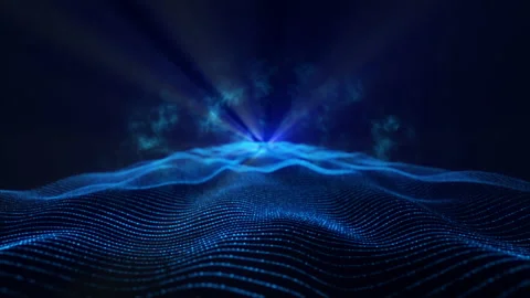 Abstract particle wave and lights background, camera moving towards the rays Stock Footage 171532540