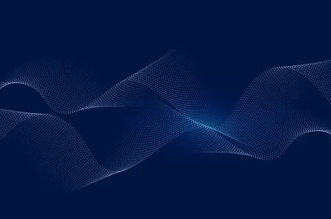 Abstract Particle Wave Background with Blue Dots Stock Illustration