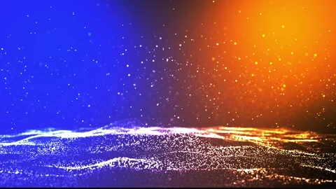 Abstract Particle Wave with Blue and Orange Gradient Background Stock Footage 306527673