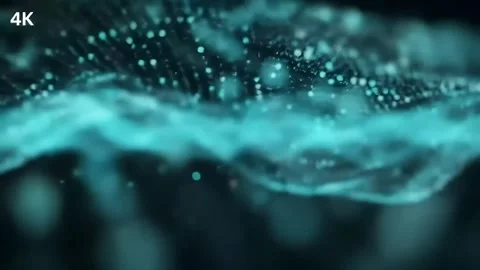 Abstract Particle Wave Flowing on Dark Background Smooth Motion Stock Footage 313324200