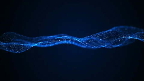 Abstract particle wave form animation on blue background. 4K motion graphic Vidéo 151654925