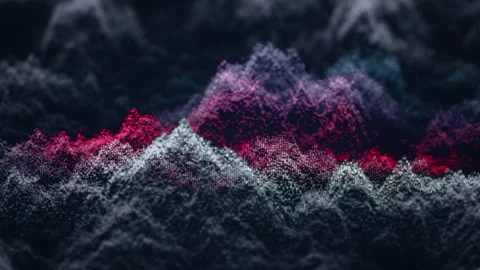 Abstract particle wave landscape on dark background Stock Footage 328313126