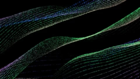 Abstract particle wave line animation . Science fiction cyber space concept Stock Footage 332885193