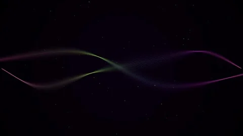 Abstract particle wave looping on dark background with colorful light trail.. 스톡 동영상 345573558