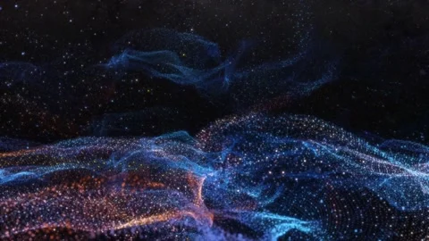 Abstract particle waves with depth of field effect Stock Footage 169833059