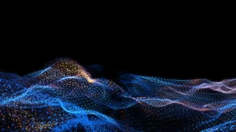 Abstract particle waves with depth of field effect Stock Illustration