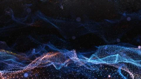 Abstract particle waves with depth of field effect Stock Illustration