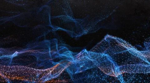 Abstract particle waves with depth of field effect Illustrazione stock