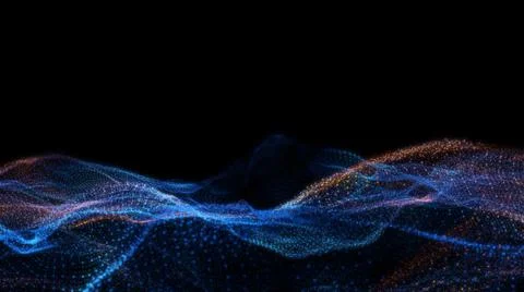 Abstract particle waves with depth of field effect Stock Illustration