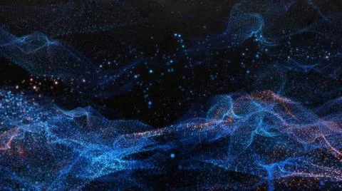 Abstract particle waves with depth of field effect Stock Illustration