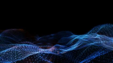 Abstract particle waves with depth of field effect Stock Illustration