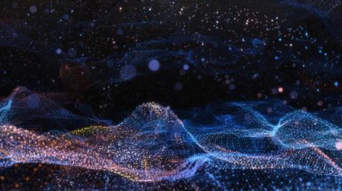 Abstract particle waves with depth of field effect Stock Illustration