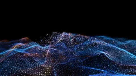 Abstract particle waves with depth of field effect Stock Illustration