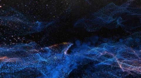 Abstract particle waves with depth of field effect Stock Illustration