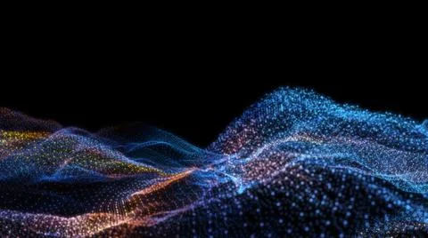 Abstract particle waves with depth of field effect Stock Illustration