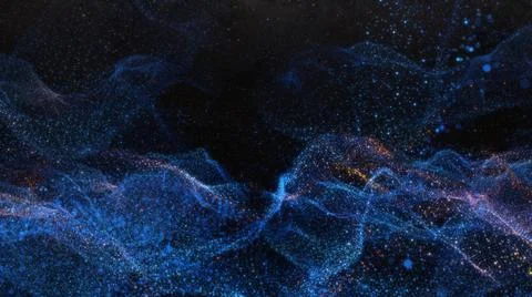 Abstract particle waves with depth of field effect Stock Illustration