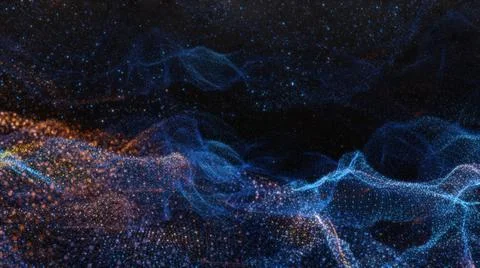 Abstract particle waves with depth of field effect Stock Illustration