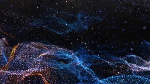 Abstract particle waves with depth of field effect Stock Illustration