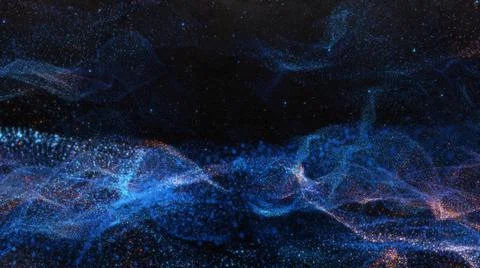 Abstract particle waves with depth of field effect Illustrazione stock