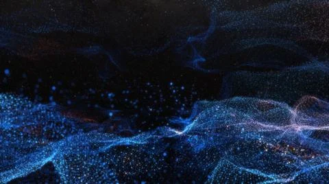 Abstract particle waves with depth of field effect Stock Illustration