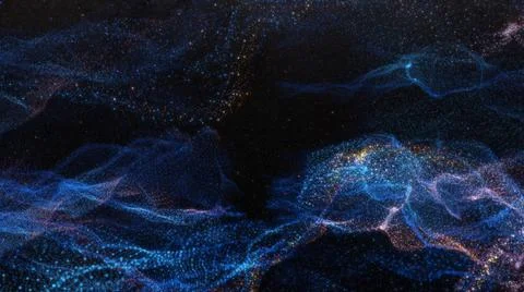 Abstract particle waves with depth of field effect Stock Illustration