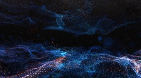 Abstract particle waves with depth of field effect Illustrazione stock