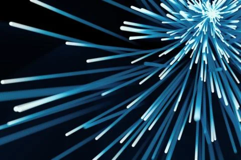 Abstract particles background. Burst lines with lights. 3d rendering Stock Illustration