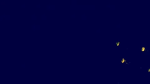 Abstract particles of blue and yellow liquid flow and float motion on black Stock Footage 138593294
