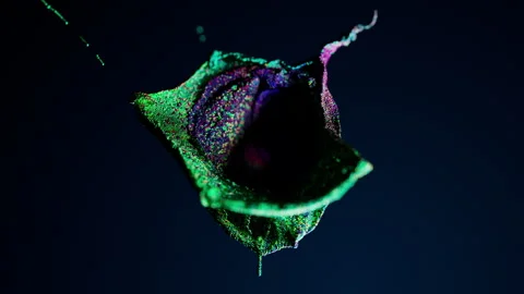 Abstract particles colliding drops splash. Stock Footage 248172714