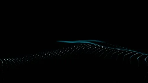 Abstract particles, on a dark gray background, wavy motion Stock Footage 157812675