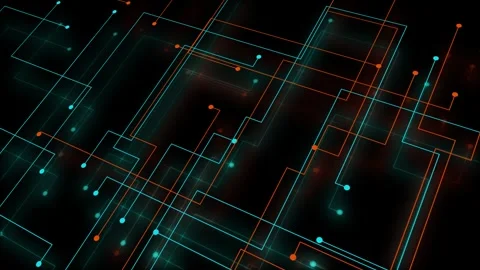 Abstract particles elements digital circuit board, technology background Stock Footage 322074076