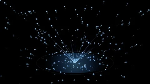 Abstract particles floating above glowing circle platform with digital ligh.. Stock Footage 345897145