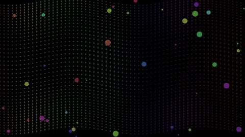 Abstract particles floating on digital wave background. Video stock 342524947