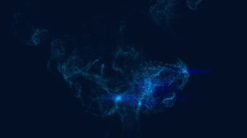 Abstract particles fluid motion on blue background. 動画素材 250083629