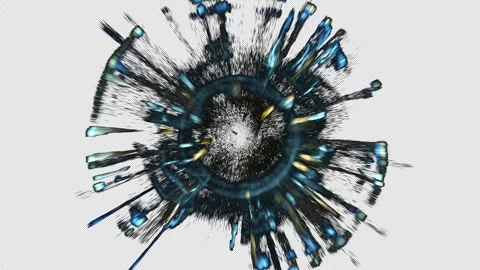 Abstract Particles Flying in a Circular blast energy glowing Wave explosions Stock Footage 306010290