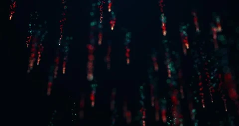 Abstract particles glow twinkle and rotate, glitter meteor shower, bright fal Stock Footage 242151126