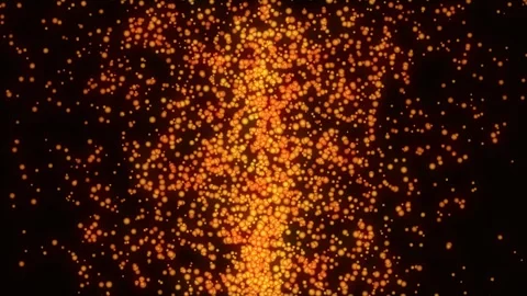Abstract particles glowing with warm light expanding in a dark void with ci.. Video stock 342504241