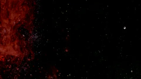 Abstract particles in multicolor liquid flow and float motion on black Stock Footage 138595264