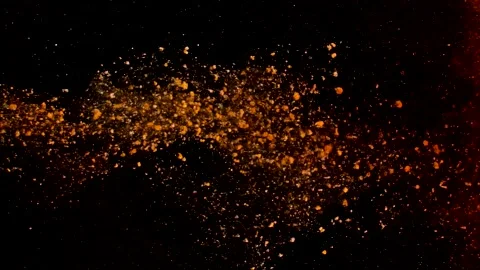 Abstract particles of orange liquid flow and float motion on black Stock Footage 138594030
