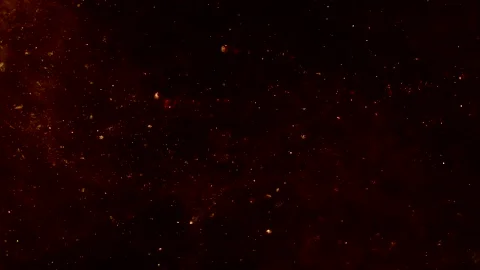 Abstract particles of red and orange liquid flow and float motion on black Stock Footage 138595144