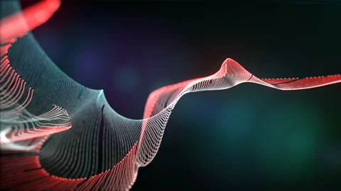 Abstract particles wave digital footage. Motion background with depth of field. Stock Footage 123375809